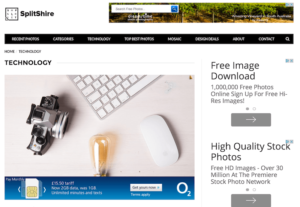 Screenshot of SplitShire website for photography websites blog