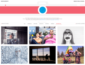 Screenshot of Gratisography website for photography websites blog