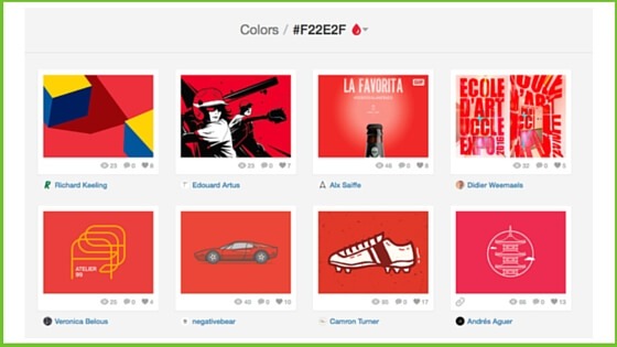 Screenshot of Dribbble website for colour inspiration blog