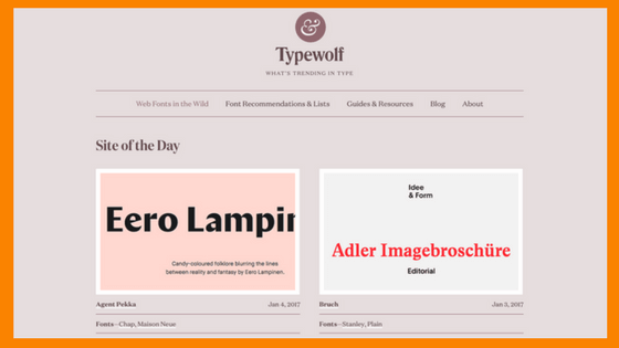 Screenshot of Typewolf website for blog on Favourite Websites