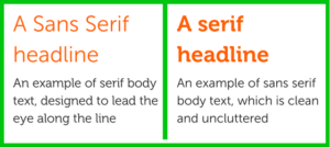 Serif and Sans Serif typefaces for blog on typography