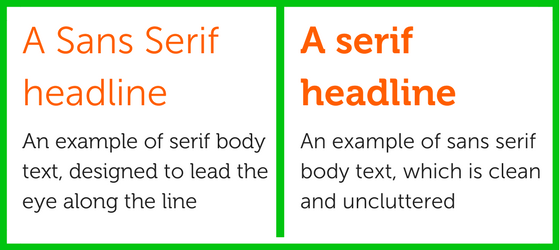 Serif and Sans Serif typefaces for blog on choosing typefaces