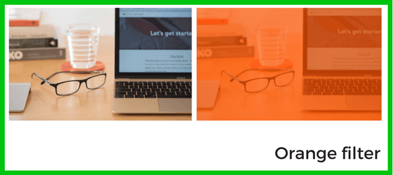 Photo with and without orange filter for website re-design blog