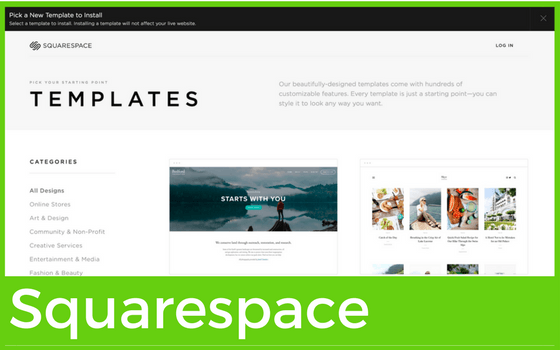 Graphic for Squarespace for blog on Website Builders