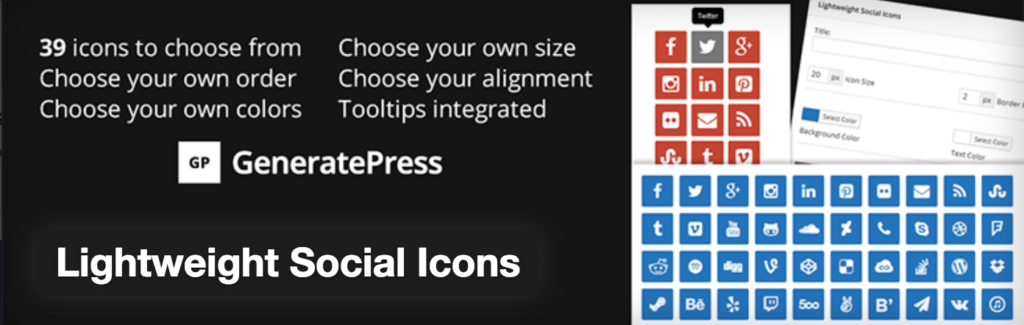 Lightweight Social Icons WordPress Plugins screenshot